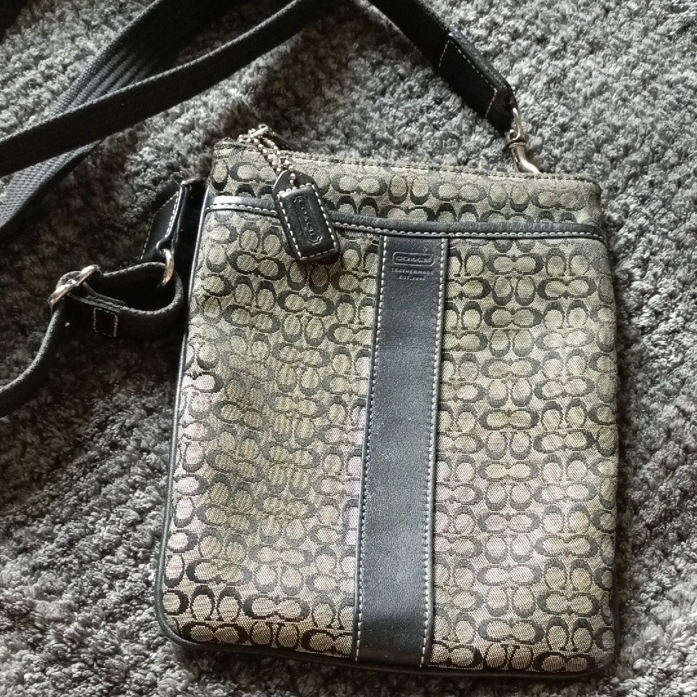 Coach Black and Brown Signature Crossbody Bag